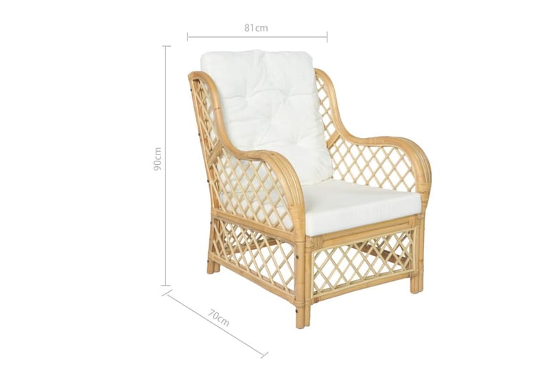lænestol med hynde naturlig rattan og hør - Brun - Havemøbler - Loungemøbler - Loungesofaer