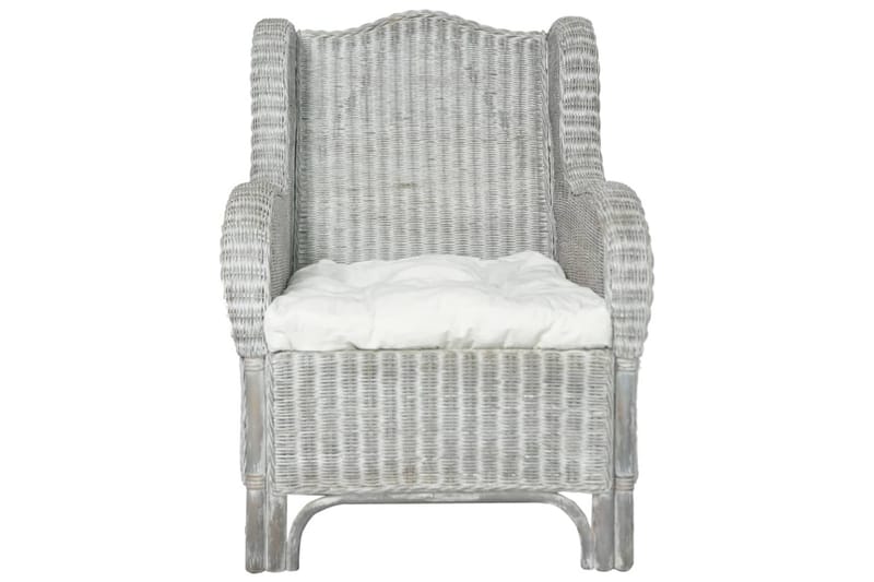 lænestol med hynde naturlig rattan og hør grå - Grå - Havemøbler - Loungemøbler - Loungesofaer