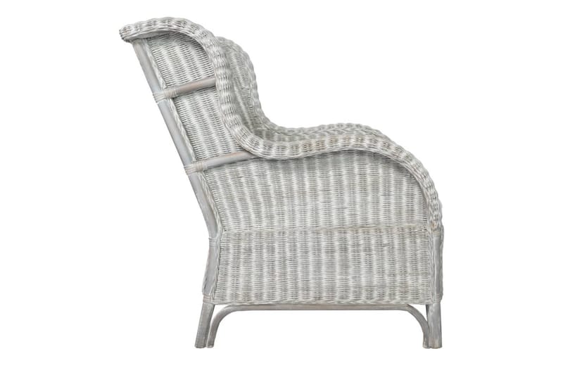 lænestol med hynde naturlig rattan og hør grå - Grå - Havemøbler - Loungemøbler - Loungesofaer
