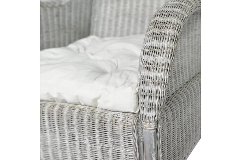 lænestol med hynde naturlig rattan og hør grå - Grå - Havemøbler - Loungemøbler - Loungesofaer