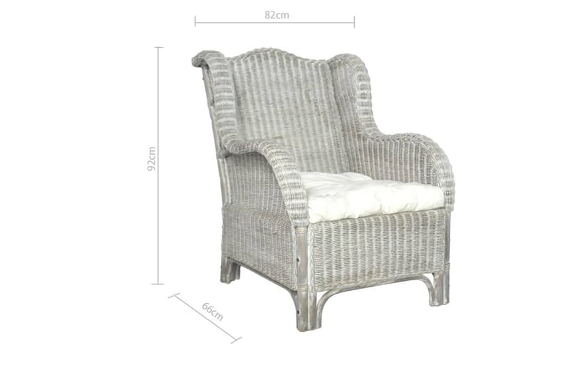 lænestol med hynde naturlig rattan og hør grå - Grå - Havemøbler - Loungemøbler - Loungesofaer