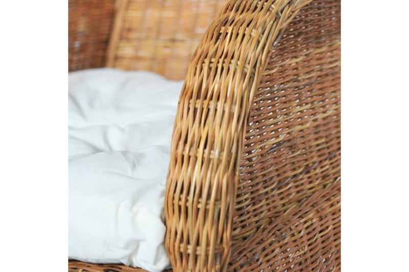 lænestol med hynde naturlig rattan og hør lysebrun - Brun - Havemøbler - Loungemøbler - Loungesofaer