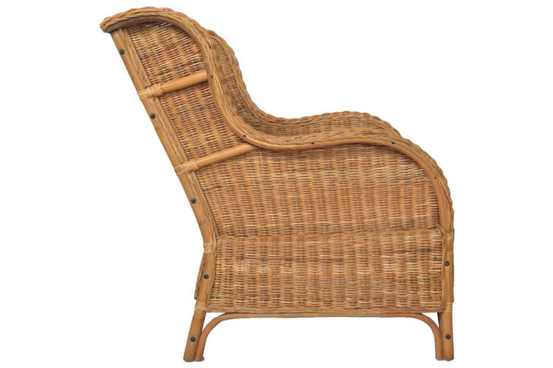 lænestol med hynde naturlig rattan og hør lysebrun - Brun - Havemøbler - Loungemøbler - Loungesofaer