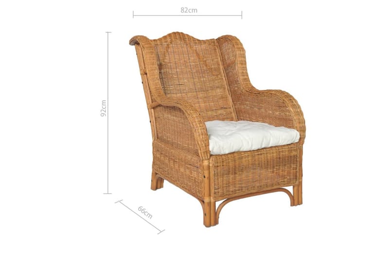 lænestol med hynde naturlig rattan og hør lysebrun - Brun - Havemøbler - Loungemøbler - Loungesofaer