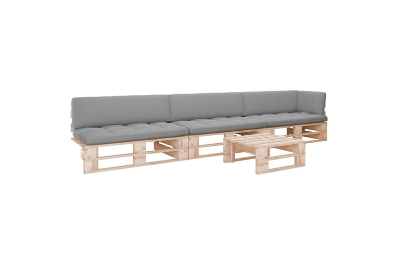 loungesæt af træpaller 4 dele med hynder - Brun - Havemøbler - Loungemøbler - Loungesofaer