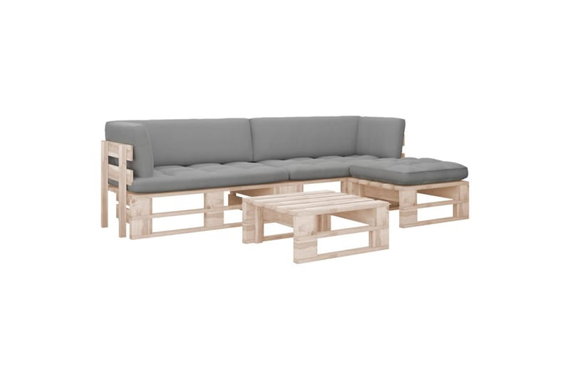 loungesæt af træpaller 4 dele med hynder - Brun - Havemøbler - Loungemøbler - Loungesofaer
