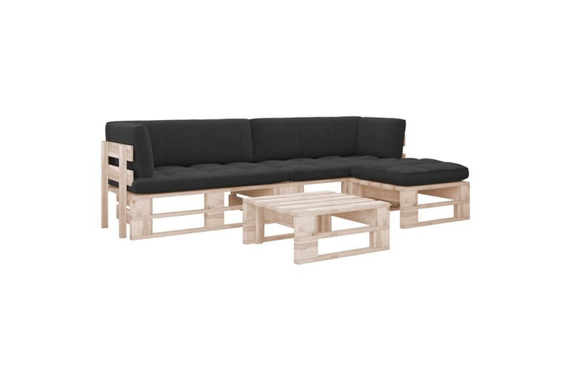 loungesæt af træpaller 4 dele med hynder - Brun - Havemøbler - Loungemøbler - Loungesofaer