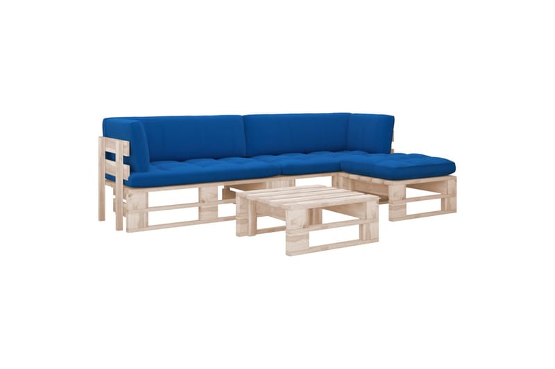 loungesæt af træpaller 4 dele med hynder - Brun - Havemøbler - Loungemøbler - Loungesofaer