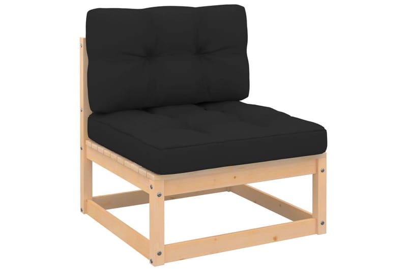 midterdel til havesofa med hynder massivt fyrretræ - Brun - Havemøbler - Loungemøbler - Loungesofaer