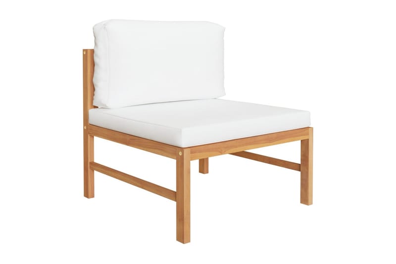 midterdel til sofa med cremefarvede hynder massivt teaktræ - Brun - Havemøbler - Loungemøbler - Loungesofaer