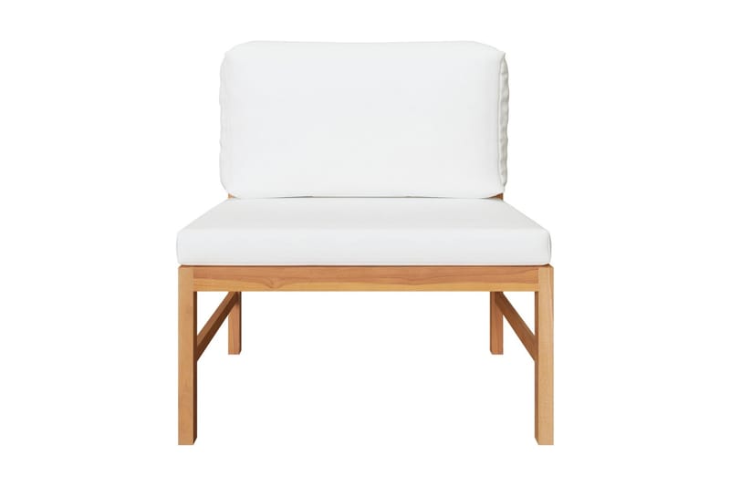 midterdel til sofa med cremefarvede hynder massivt teaktræ - Brun - Havemøbler - Loungemøbler - Loungesofaer