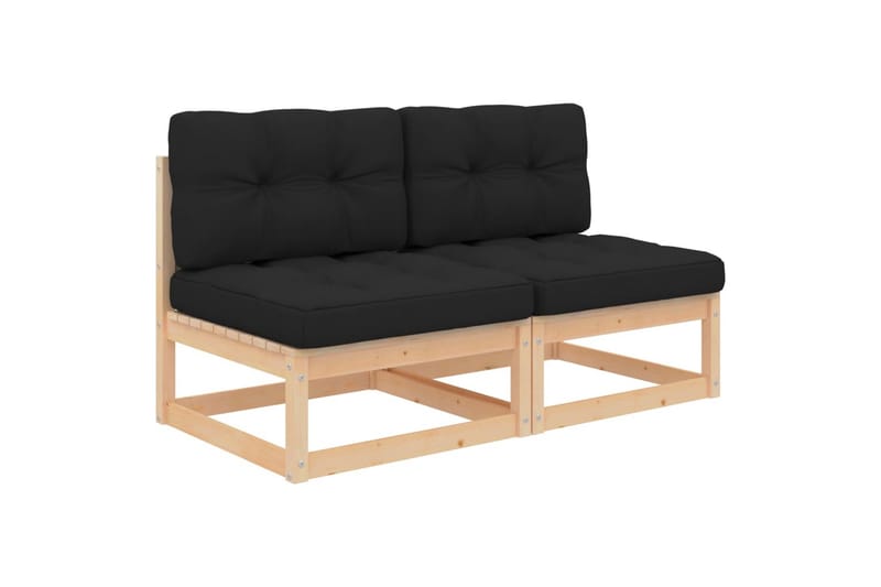 midterdele til havesofa 2 stk. med hynder massivt fyrretræ - Brun - Havemøbler - Loungemøbler - Loungesofaer