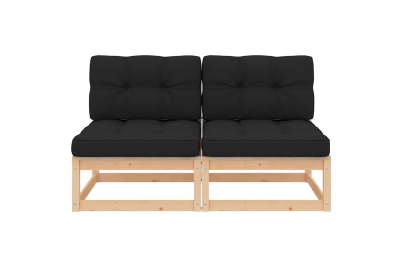 midterdele til havesofa 2 stk. med hynder massivt fyrretræ - Brun - Havemøbler - Loungemøbler - Loungesofaer