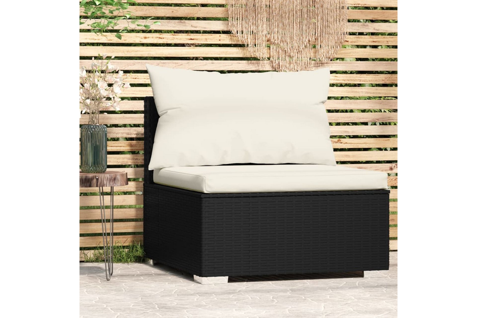 midtersæde til havesofa med hynder polyrattan sort - Sort - Havemøbler - Loungemøbler - Loungesofaer