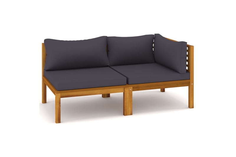 sofasæt 2 dele med mørkegrå hynder massivt akacietræ - Brun - Havemøbler - Loungemøbler - Loungesofaer