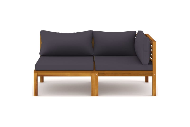 sofasæt 2 dele med mørkegrå hynder massivt akacietræ - Brun - Havemøbler - Loungemøbler - Loungesofaer