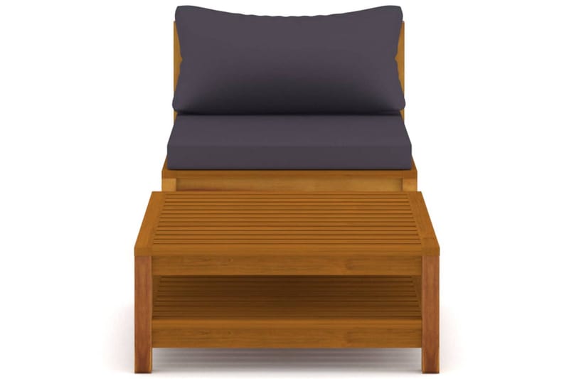 sofasæt 2 dele med mørkegrå hynder massivt akacietræ - Brun - Havemøbler - Loungemøbler - Loungesofaer