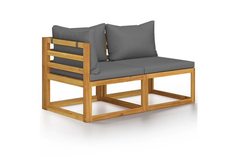Sofasæt 2 dele med mørkegrå hynder massivt akacietræ - Grå - Havemøbler - Loungemøbler - Loungesofaer
