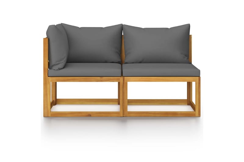 Sofasæt 2 dele med mørkegrå hynder massivt akacietræ - Grå - Havemøbler - Loungemøbler - Loungesofaer