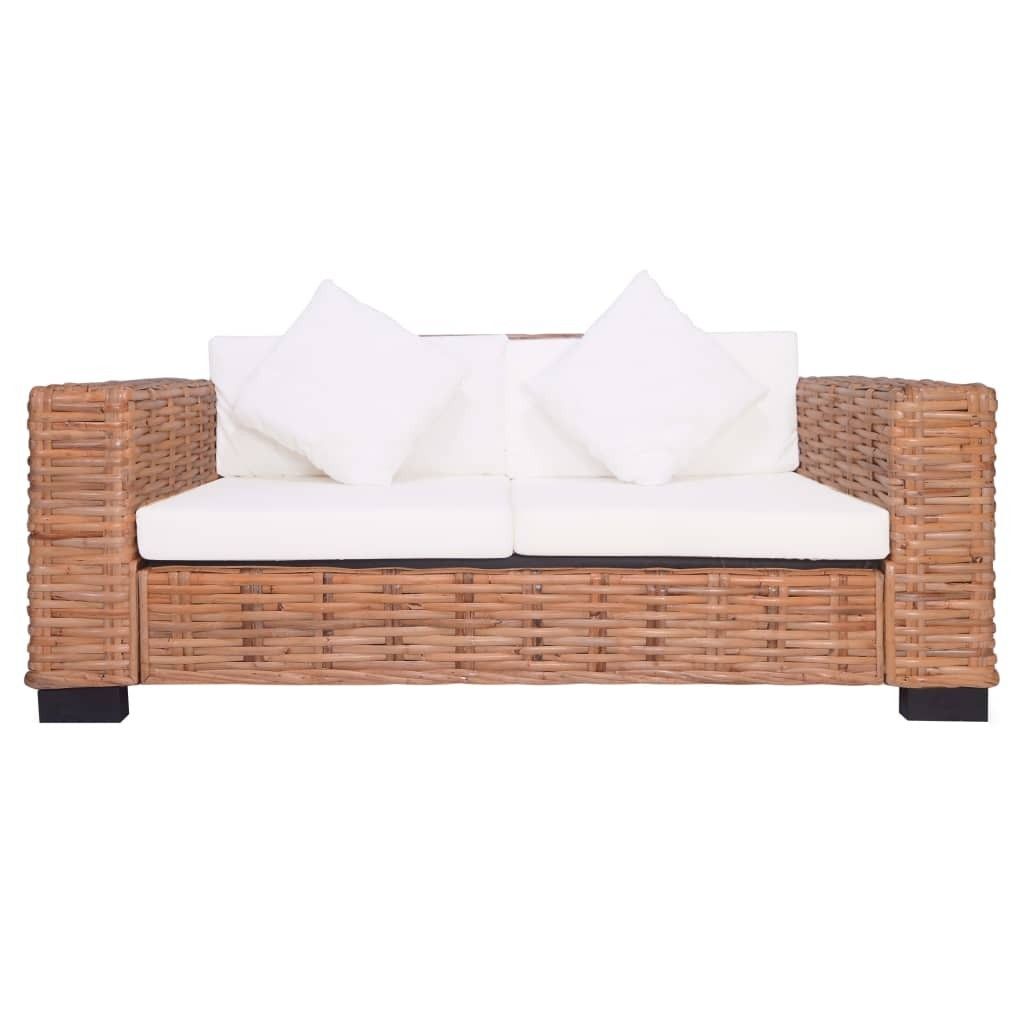 Sofasæt I 2 Dele Med Hynder Naturligt Rattan - Brun - Havemøbler - Loungemøbler - Loungesofaer