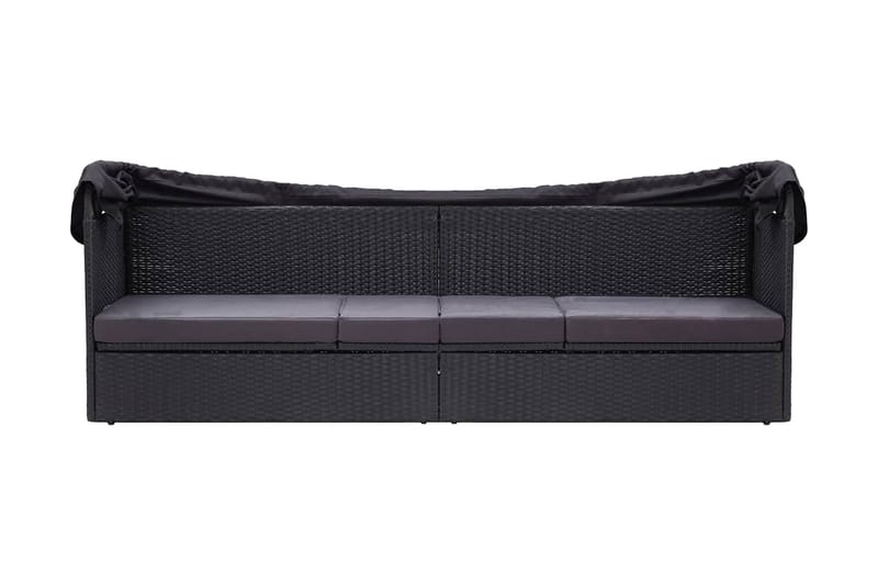 Udendörssofa Med Baldakin Polyrattan Sort - Havemøbler - Loungemøbler - Loungesofaer