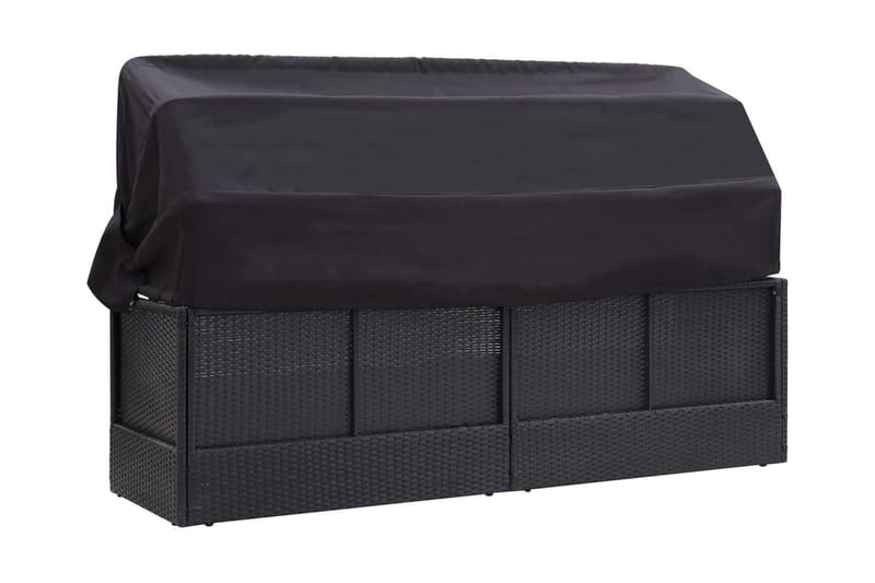 Udendörssofa Med Baldakin Polyrattan Sort - Havemøbler - Loungemøbler - Loungesofaer
