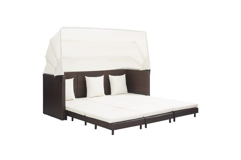 Udvidelig 3 Personers Sovesofa Med Tag Polyrattan Brun - Brun - Havemøbler - Loungemøbler - Loungesofaer