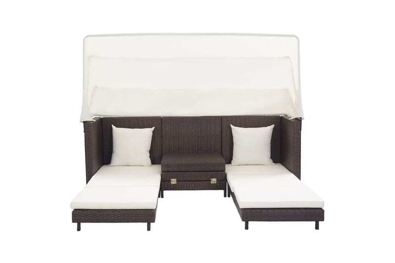 Udvidelig 3 Personers Sovesofa Med Tag Polyrattan Brun - Brun - Havemøbler - Loungemøbler - Loungesofaer