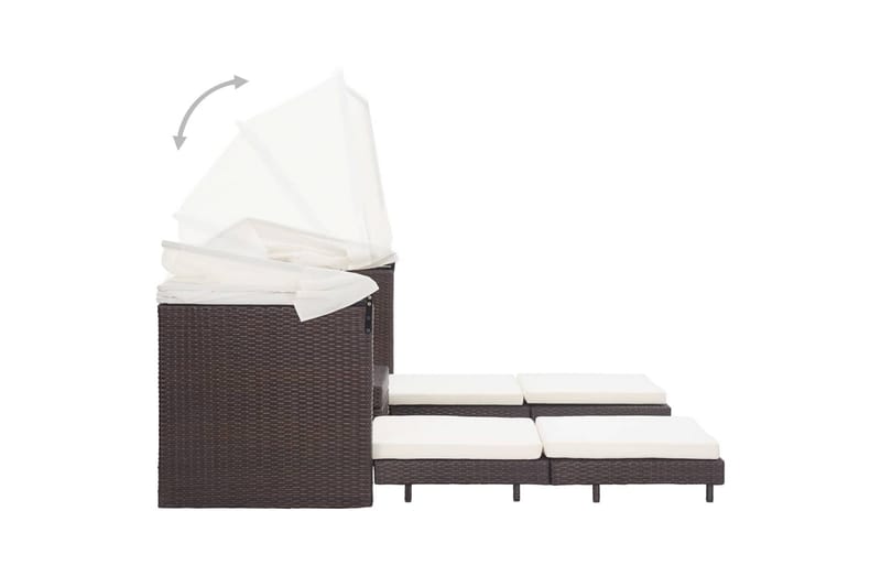 Udvidelig 3 Personers Sovesofa Med Tag Polyrattan Brun - Brun - Havemøbler - Loungemøbler - Loungesofaer