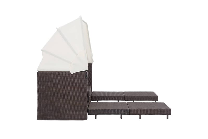 Udvidelig 3 Personers Sovesofa Med Tag Polyrattan Brun - Brun - Havemøbler - Loungemøbler - Loungesofaer