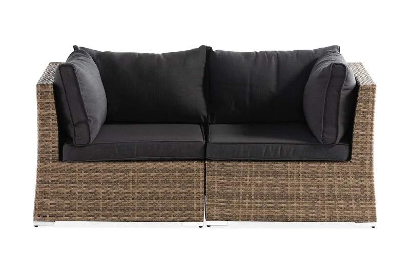 Wisconsin Loungesofa med Armlæn 2-Pers., Glas/Polyrattan/Sand