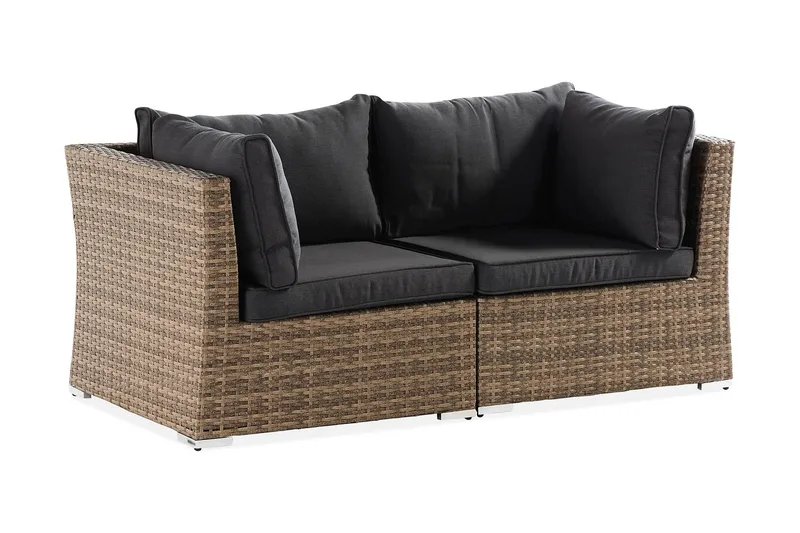 Wisconsin Loungesofa med Armlæn 2-Pers. - Glas/Polyrattan/Sand - Havemøbler - Balkon - Balkonmøbler - Altanbænke