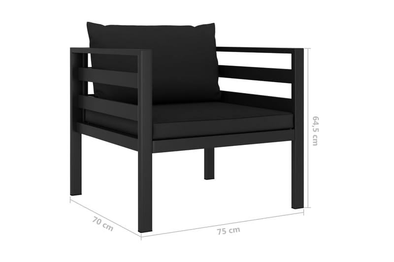 1-Personers Sofa med Hynder Aluminium Antracitgrå - Grå - Havemøbler - Loungemøbler - Loungestol udendørs