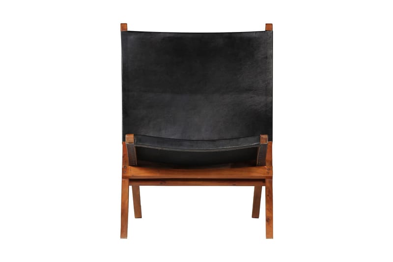 Afslapningsstol Ægte Læder 59 X 72 X 79 Cm Sort - Sort - Havemøbler - Loungemøbler - Loungestol udendørs