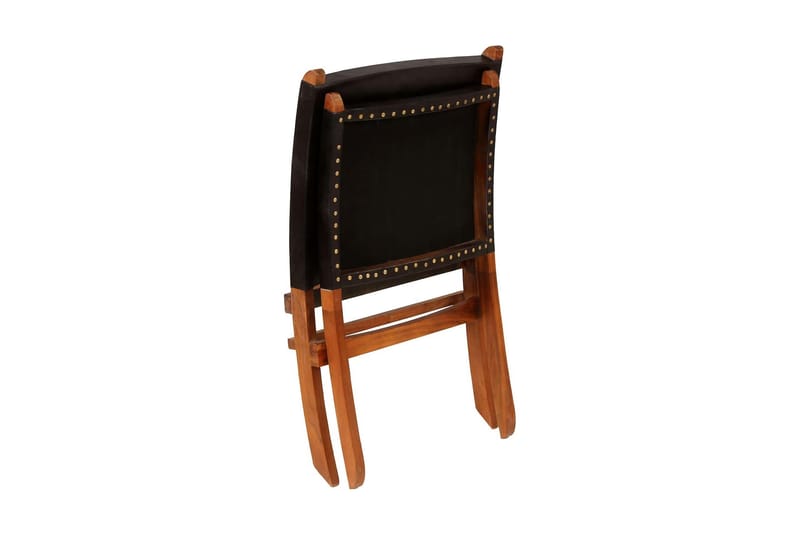 Afslapningsstol Ægte Læder 59 X 72 X 79 Cm Sort - Sort - Havemøbler - Loungemøbler - Loungestol udendørs