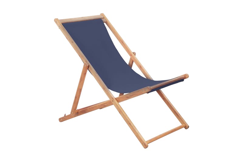 Foldbar Strandstol Stof Og Træstel Blå - Blå - Havemøbler - Loungemøbler - Loungestol udendørs