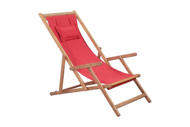 Foldbar Strandstol Stof Og Træstel Rød - Rød - Havemøbler - Loungemøbler - Loungestol udendørs