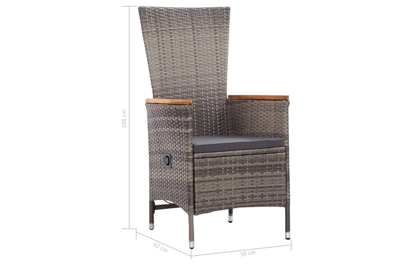 Havestole 2 stk. Med Hynder Polyrattan Grå - Grå - Havemøbler - Loungemøbler - Loungestol udendørs