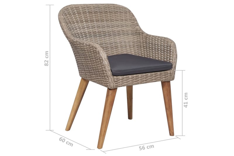 Havestole Med Hynder 2 Stk. Polyrattan Brun - Brun - Havemøbler - Loungemøbler - Loungestol udendørs