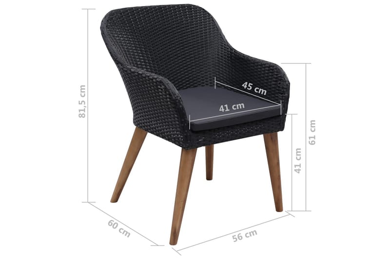 Havestole Med Hynder 2 Stk. Polyrattan Sort - Sort - Havemøbler - Loungemøbler - Loungestol udendørs
