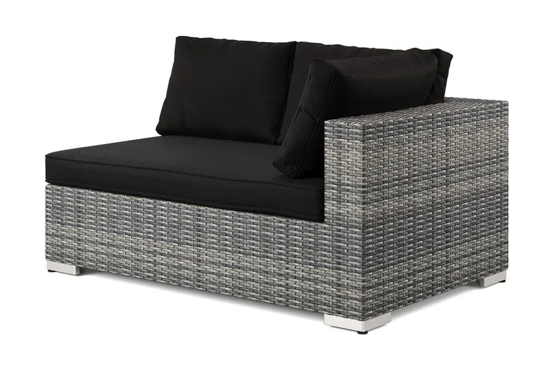 Bahamas Højremodul Udendørs 140 cm i Polyrattan - Grå - Havemøbler - Loungemøbler - Moduler