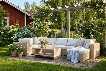 Bahamas Hjørnemodul Udendørs i Polyrattan - Beige - Havemøbler - Loungemøbler - Moduler - Hjørnemodul havesofa