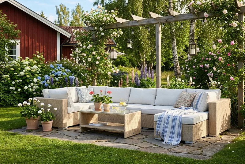 Bahamas Hjørnemodul Udendørs i Polyrattan - Beige - Havemøbler - Loungemøbler - Moduler - Hjørnemodul havesofa