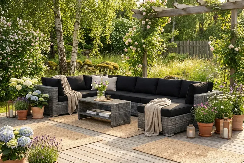 Bahamas Hjørnemodul Udendørs i Polyrattan - Grå - Havemøbler - Loungemøbler - Moduler - Hjørnemodul havesofa