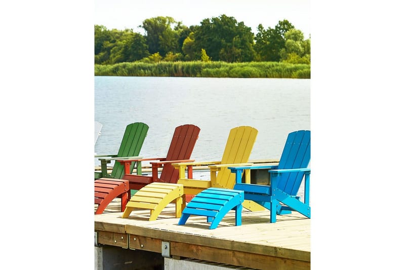 Fotstöd Beliani Adirondack Blå White - Havemøbler - Loungemøbler - Moduler - Skamler & puffer