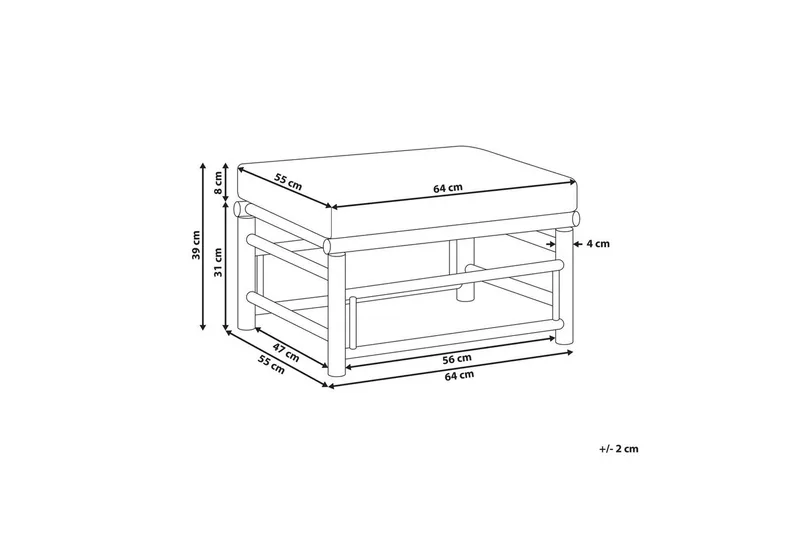 Havestolfodskammel Cerreto Beige/lyst træ - Beige/lyst træ - Havemøbler - Loungemøbler - Moduler - Skamler & puffer