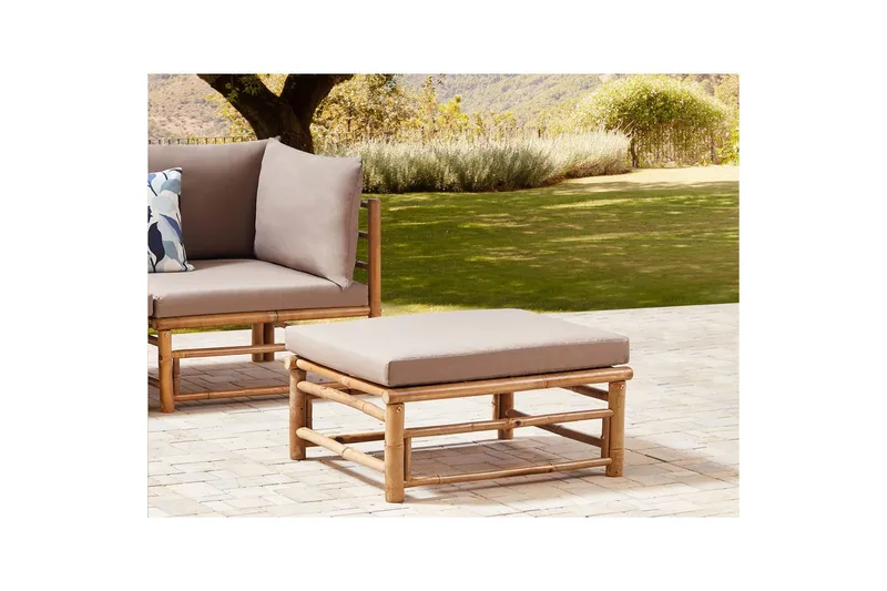 Havestolfodskammel Cerreto Beige/lyst træ - Beige/lyst træ - Havemøbler - Loungemøbler - Moduler - Skamler & puffer