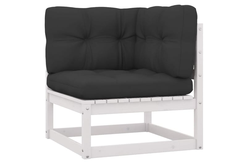 hjørnedel til havesofa med antracitgrå hynder fyrretræ - Hvid - Havemøbler - Loungemøbler - Moduler - Hjørnemodul havesofa