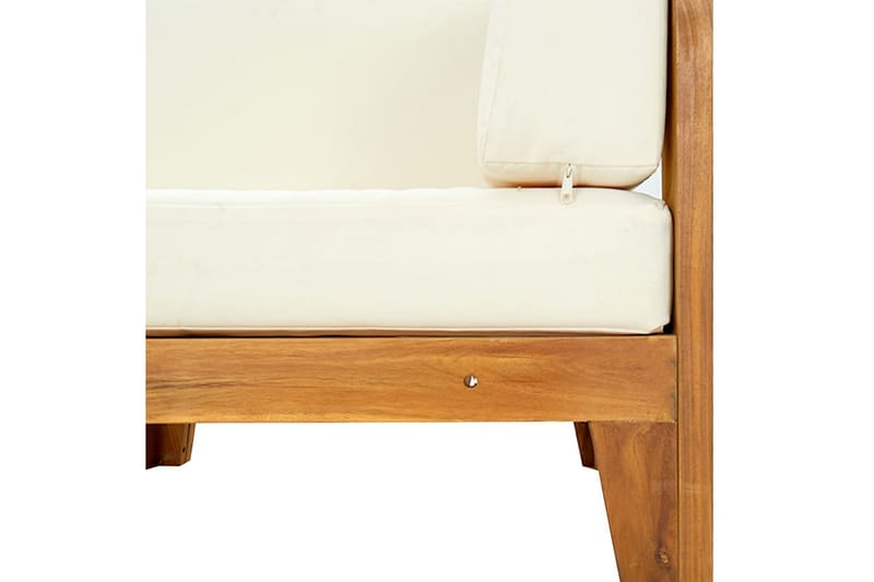 hjørnedel til sofa med cremehvide hynder massivt akacietræ - Brun - Hjørnemodul havesofa - Moduler