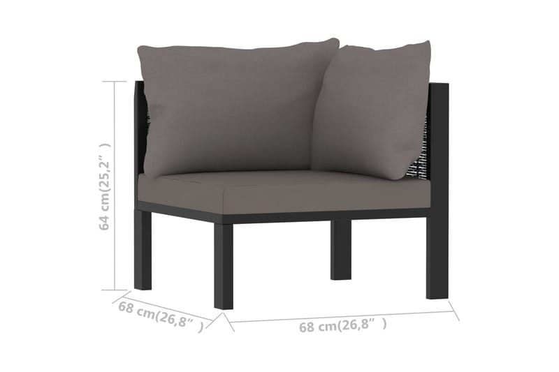 Hjørnedel Til Sofa Med Hynde Polyrattan Antracitgrå - Havemøbler - Loungemøbler - Moduler - Hjørnemodul havesofa